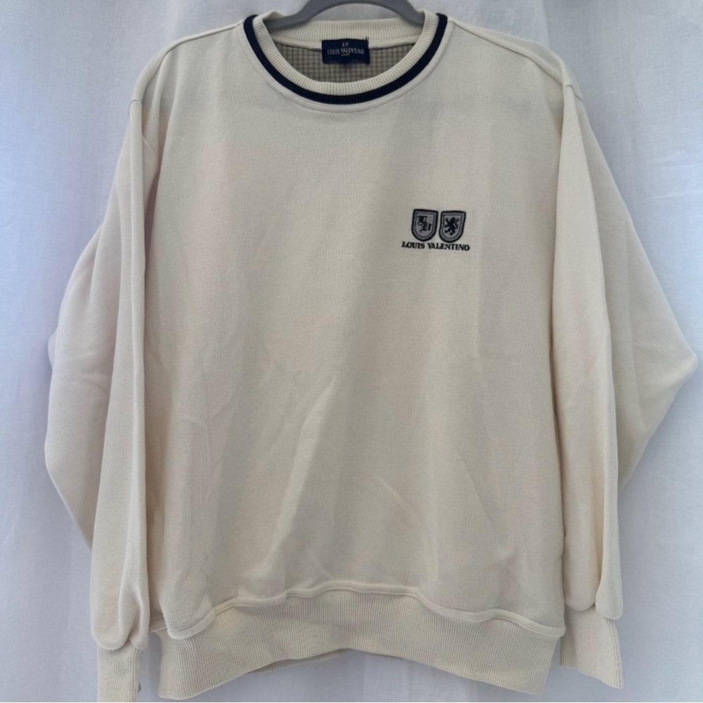 Louis Valentino Vintage Crewneck Sweatshirt | Cream Navy Crest Logo